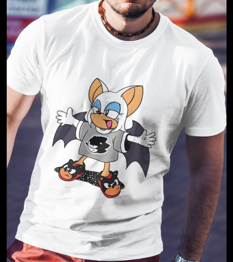 Rouge The Bat Wearing Shadow The Hedgehog Fan T-Shirt