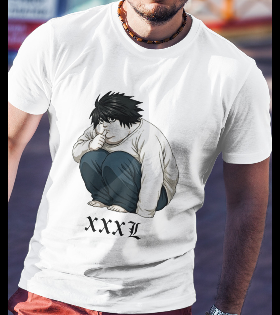 L Lawliet Xxxl Meme Anime Character Sitting Pose T-Shirt
