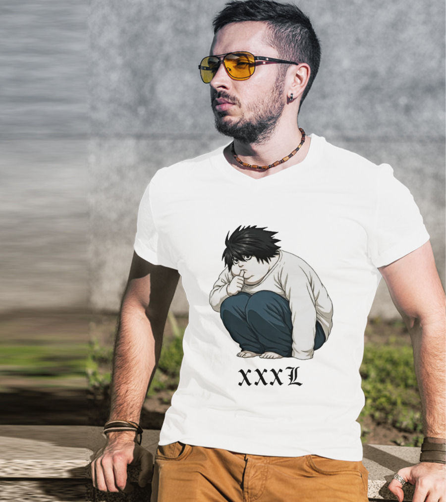 L Lawliet Xxxl Meme Anime Character Sitting Pose T-Shirt