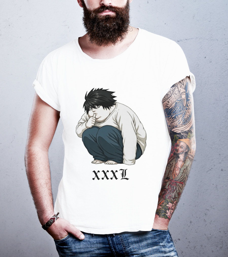 L Lawliet Xxxl Meme Anime Character Sitting Pose T-Shirt