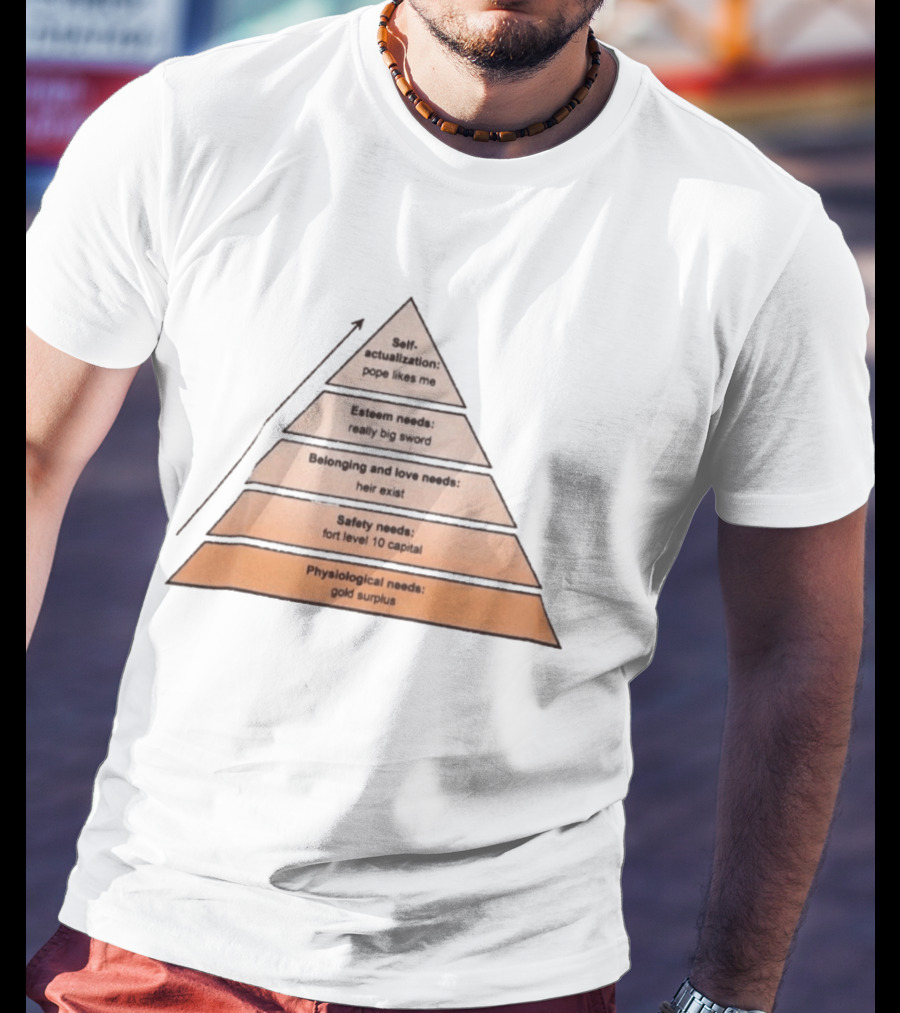 Maslow's Pyramid Parody Crusader Kings III Self Actualization Pope Likes Me Needs T-Shirt