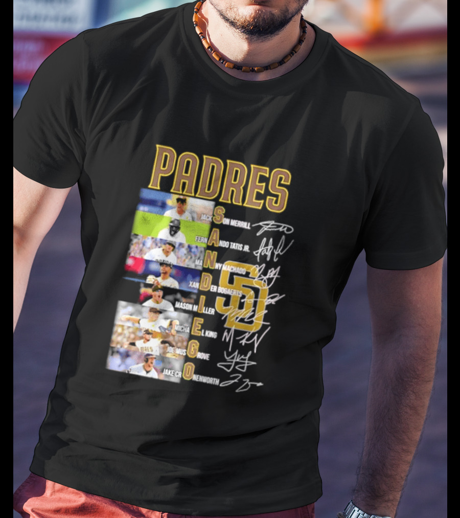 Padres San Diego Jackson Merrill Fernando Tatis Jr Manny Machado MLB Team Logos T-Shirt