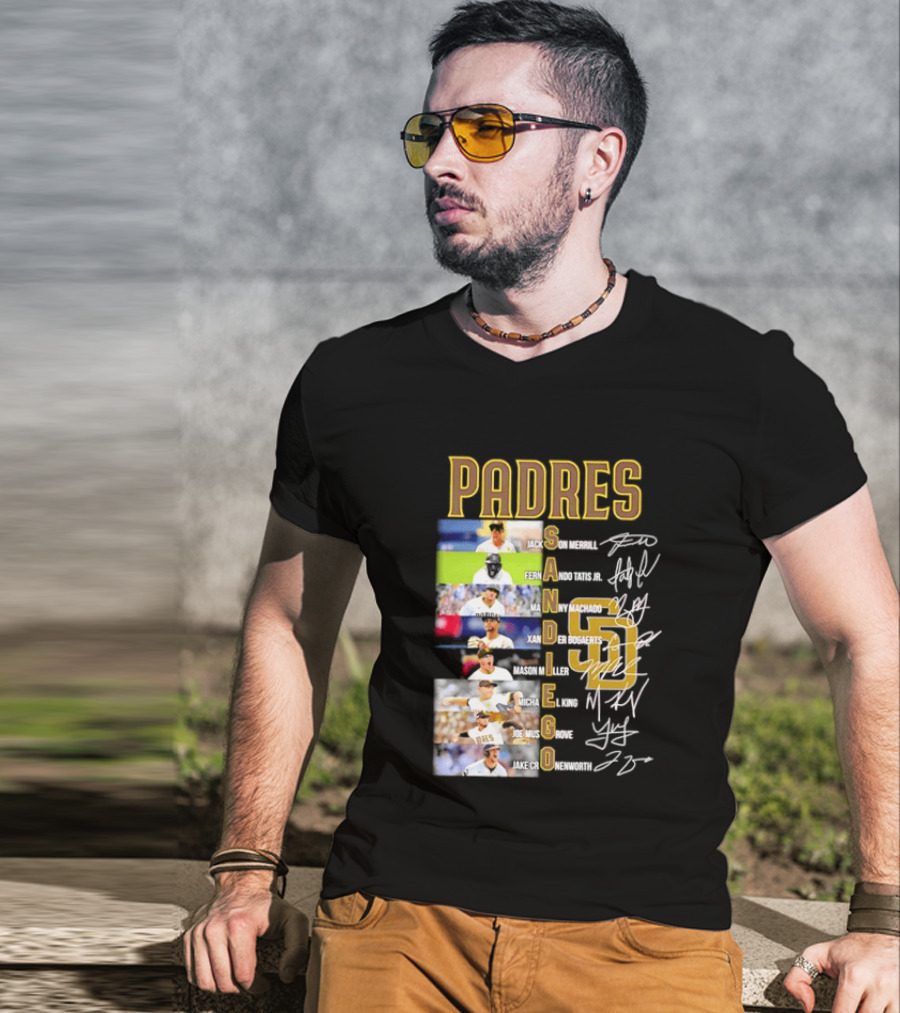 Padres San Diego Jackson Merrill Fernando Tatis Jr Manny Machado MLB Team Logos T-Shirt