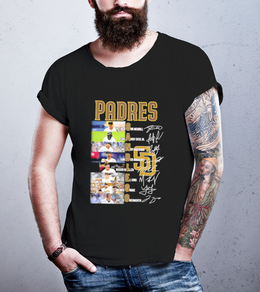 Padres San Diego Jackson Merrill Fernando Tatis Jr Manny Machado MLB Team Logos T-Shirt