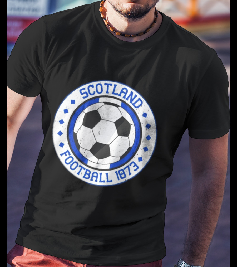Scotland Football Soccer Ball Emblem 1873 Vintage Blue And White T-Shirt