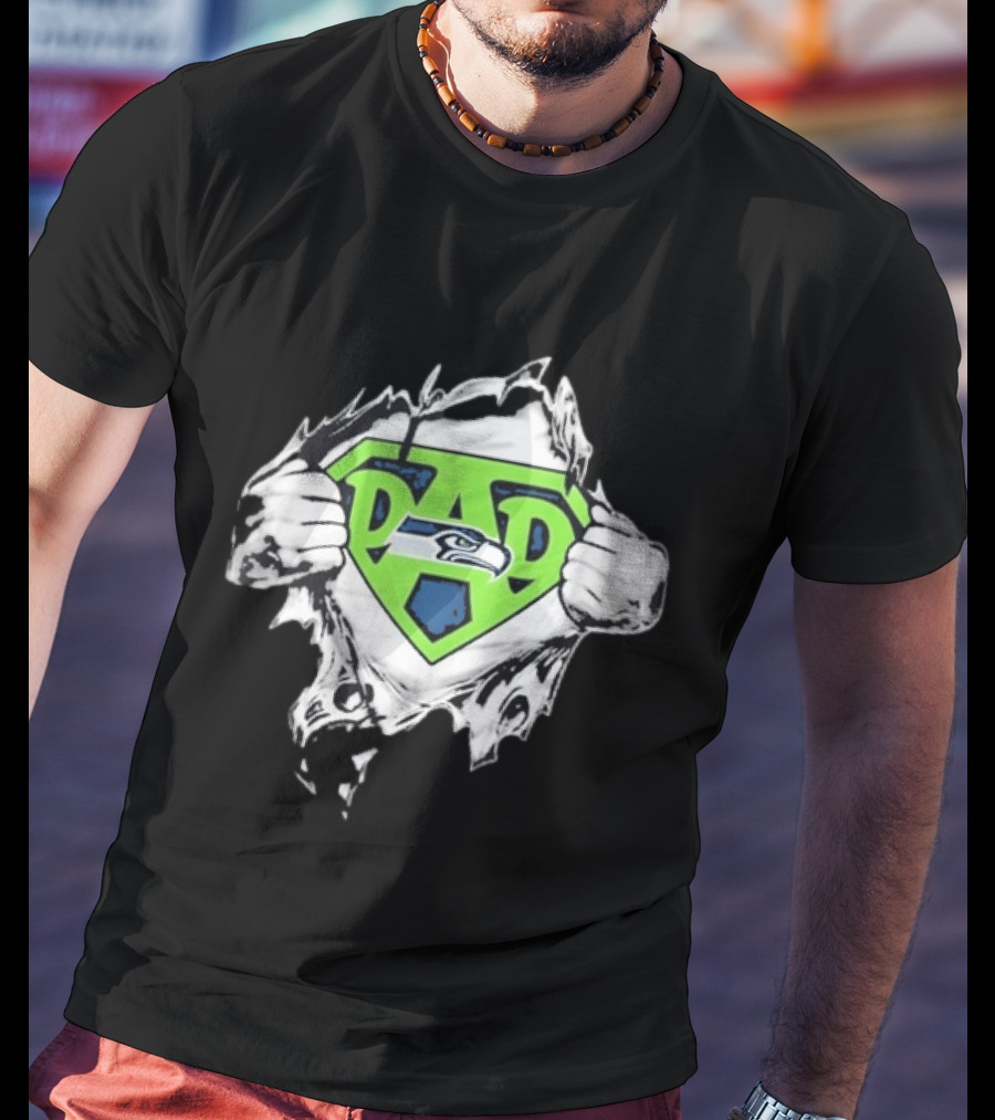 Seattle Seahawks Super Dad Ripped Chest DAD T-Shirt