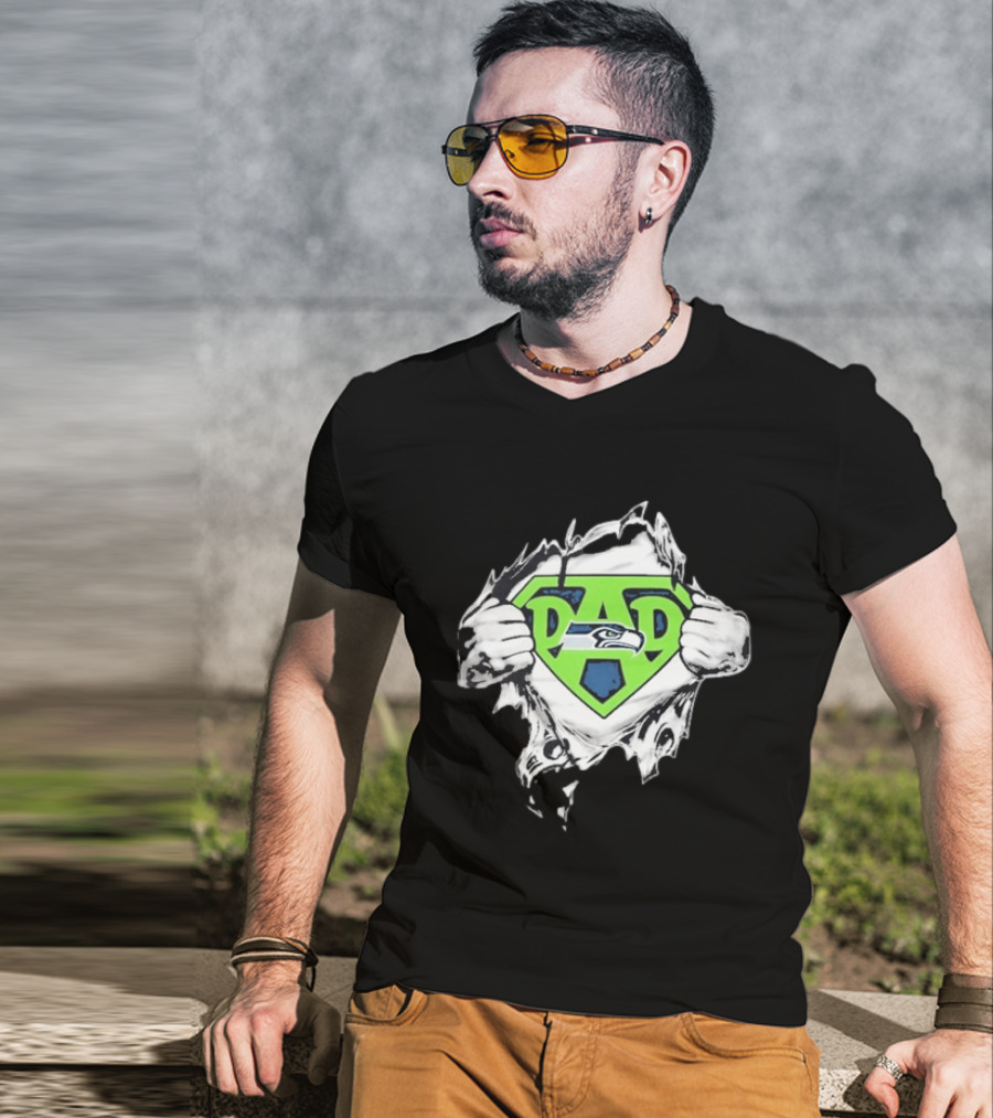 Seattle Seahawks Super Dad Ripped Chest DAD T-Shirt