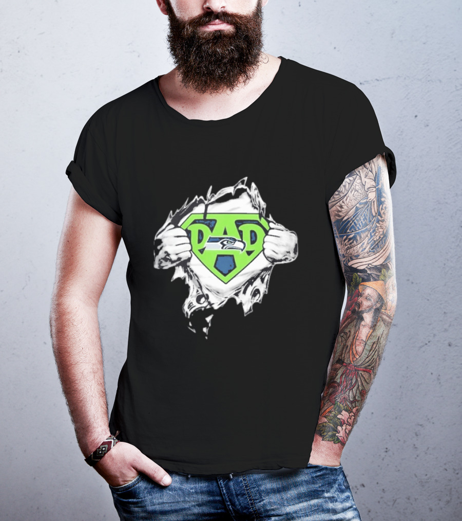 Seattle Seahawks Super Dad Ripped Chest DAD T-Shirt
