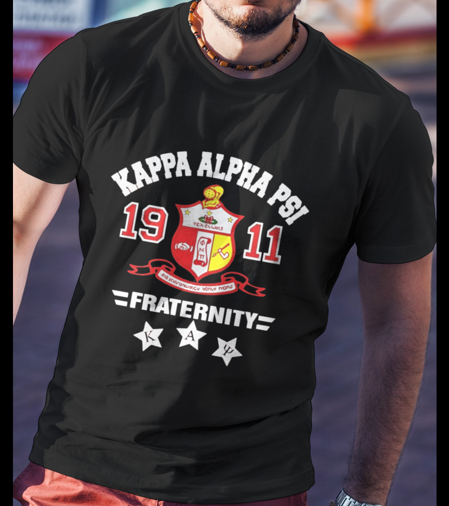 Kappa Alpha Psi Fraternity 1911 Crimson And Cream Crest With Stars T-Shirt