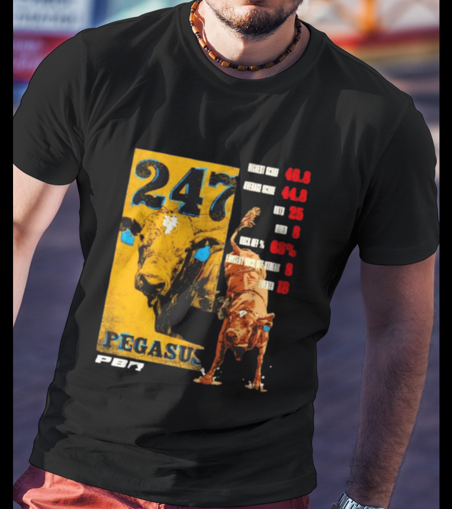 Pegasus 247 PBR Bull Riding Outs Stats Highest Average Score T-Shirt
