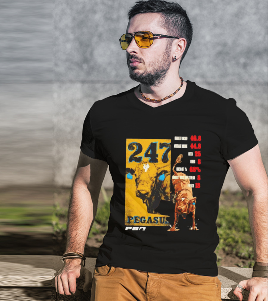 Pegasus 247 PBR Bull Riding Outs Stats Highest Average Score T-Shirt