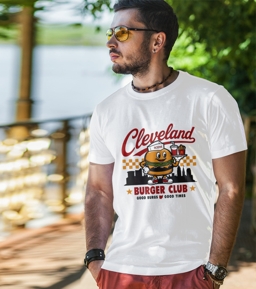 Cleveland Scene Burger Club City Skyline Good Burgs Good Times T-Shirt