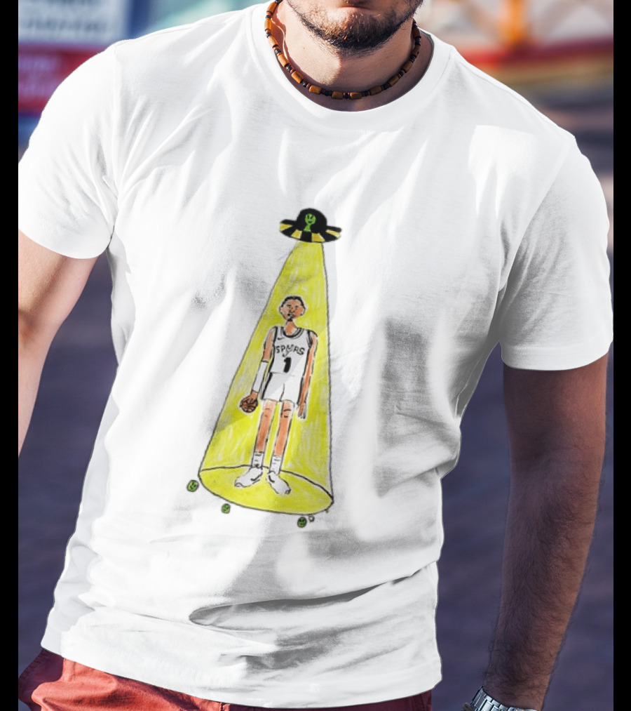 Victor Wembanyama Spurs NBA Out Of This World Alien Abduction Doodle T-Shirt