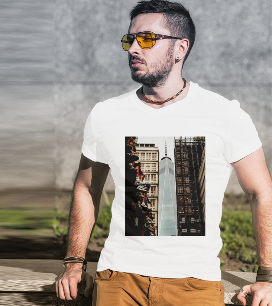 Jalen Brunson New York Knicks One World Trade Center Basketball Sneakers T-Shirt