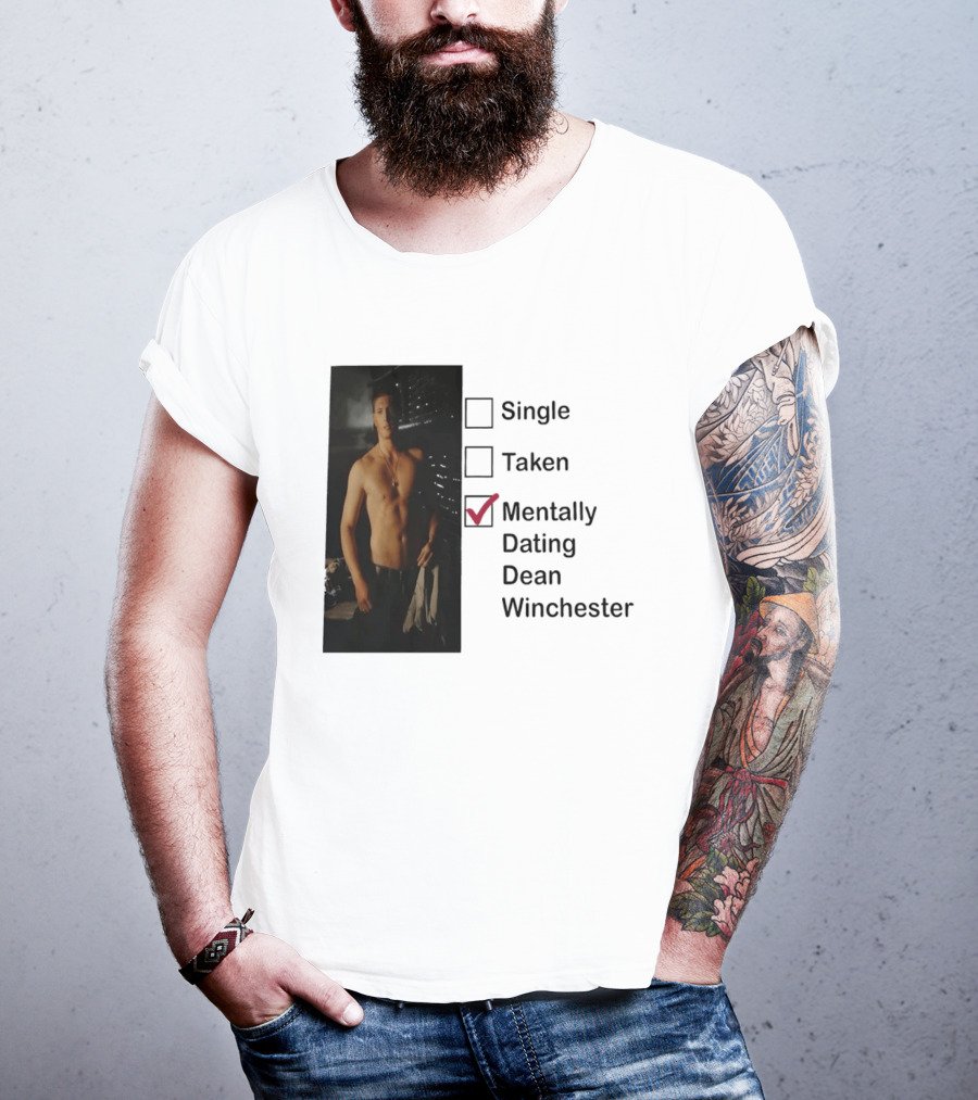 Jensen Ackles Less Mentally Dating Dean Winchester Single Taken Checked T-Shirt