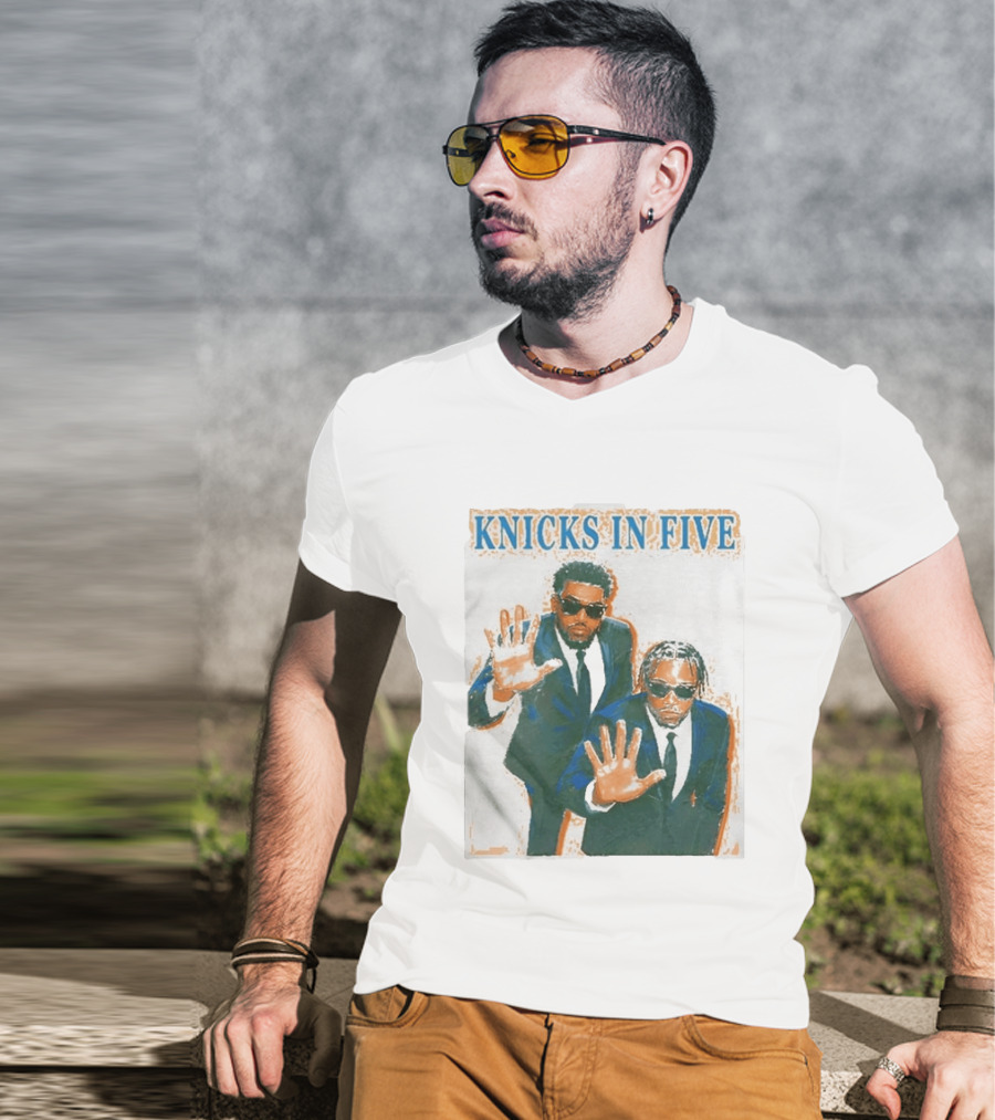 Knicks In Five Mikal Bridges Og Anunoby Players In Suits T-Shirt