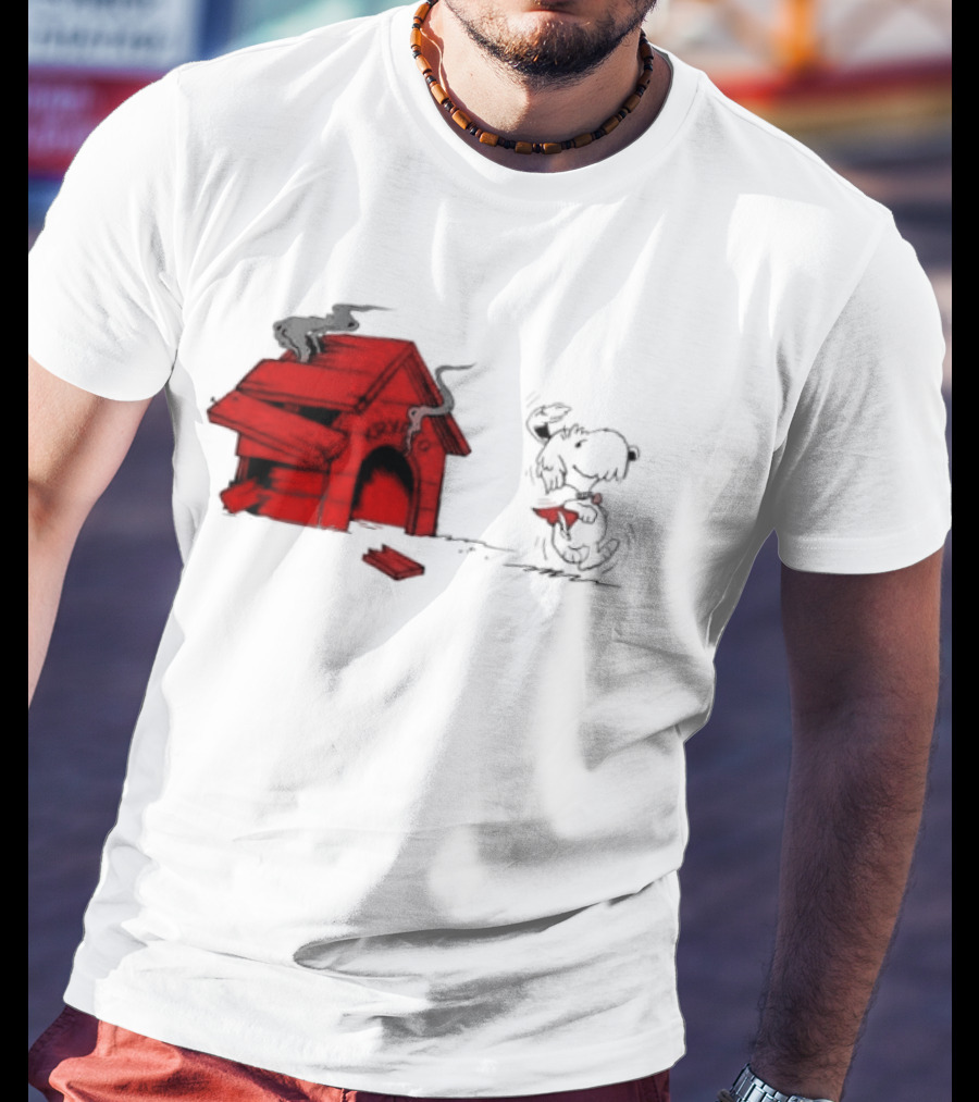 Krypto The Superdog Peanuts Snoopy Comic Book House Destruction Scene T-Shirt