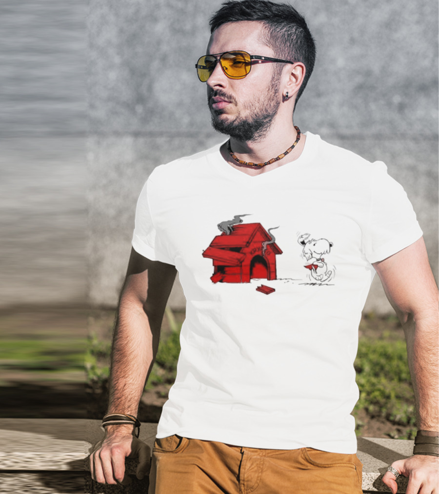 Krypto The Superdog Peanuts Snoopy Comic Book House Destruction Scene T-Shirt