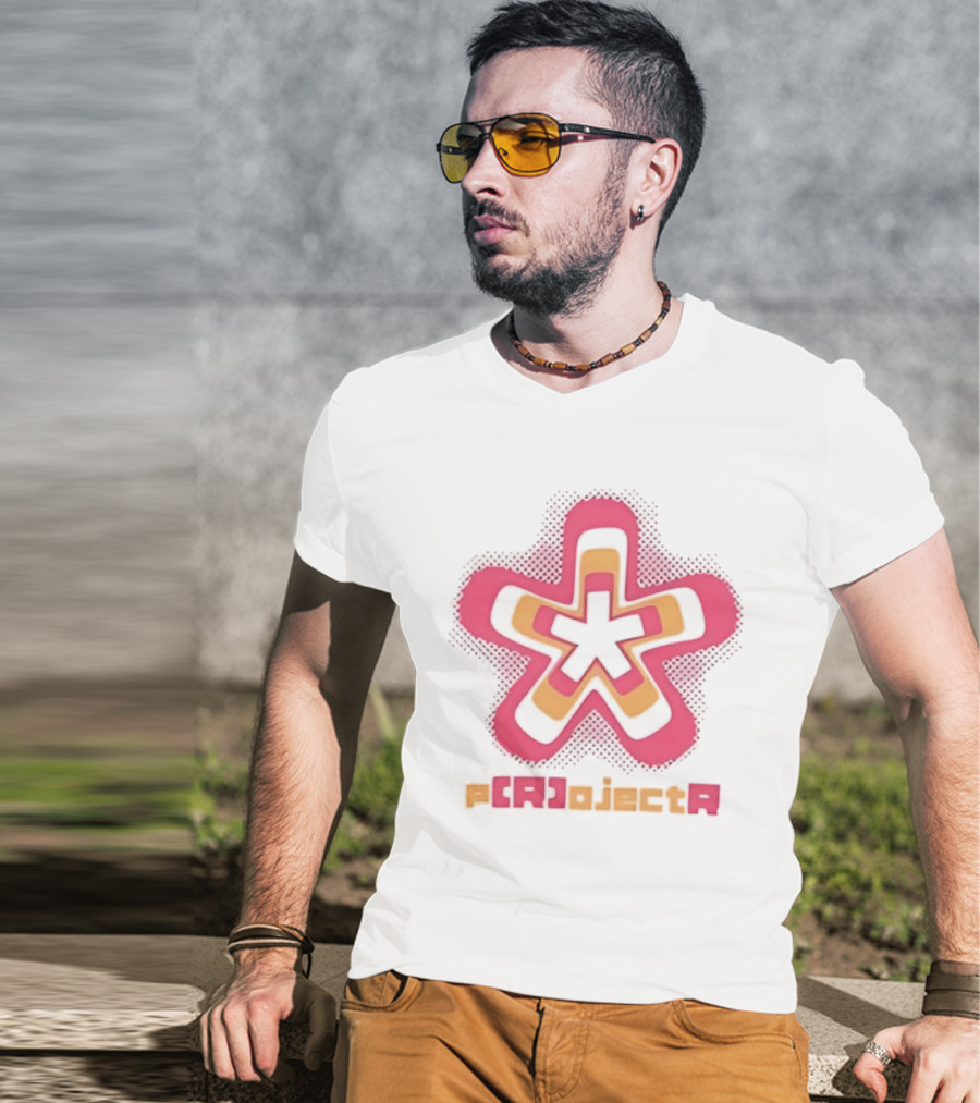 P R OjectR Star Symbol Retro Pink And Yellow T-Shirt