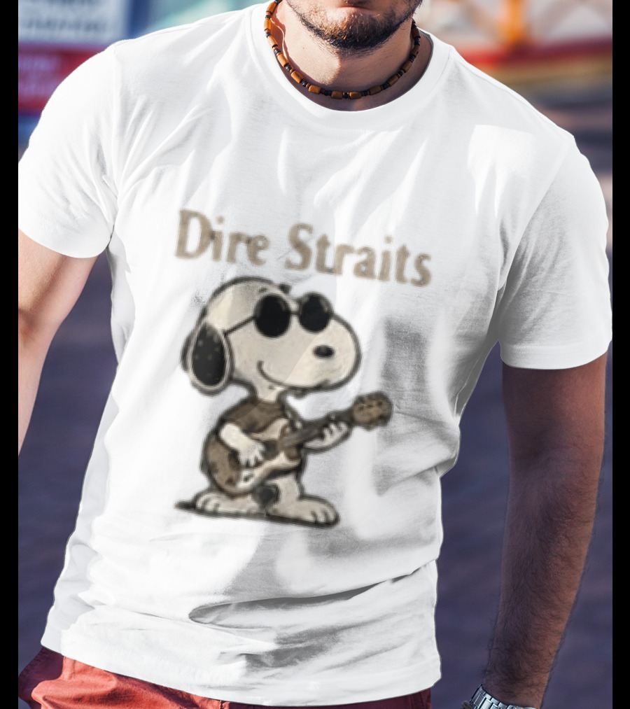 Snoopy Dire Straits Follow The Rhythm Trust The Road Enjoy The Ride Vintage Character Playing Guitar T-Shirt