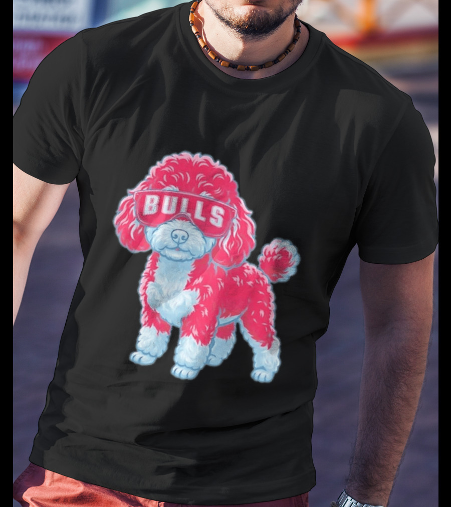 Chicago Bulls Poodle Cartoon Glasses T-Shirt