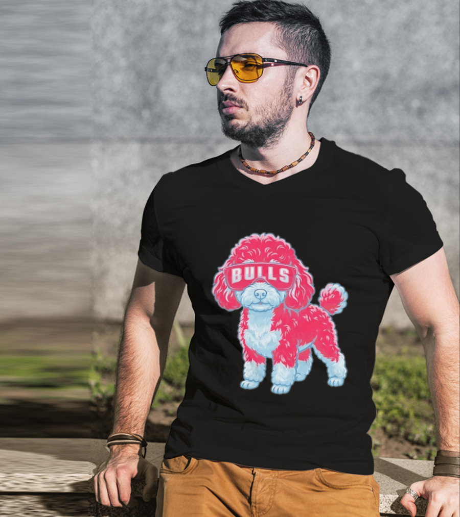 Chicago Bulls Poodle Cartoon Glasses T-Shirt