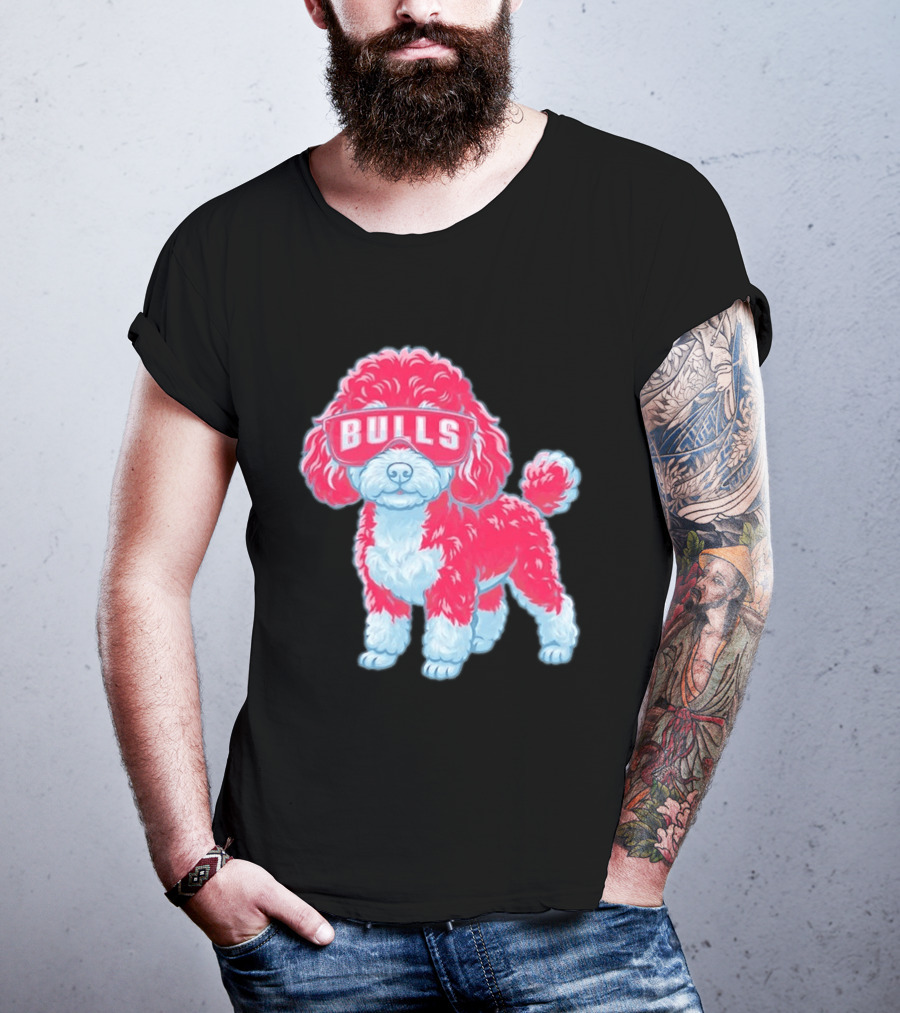 Chicago Bulls Poodle Cartoon Glasses T-Shirt