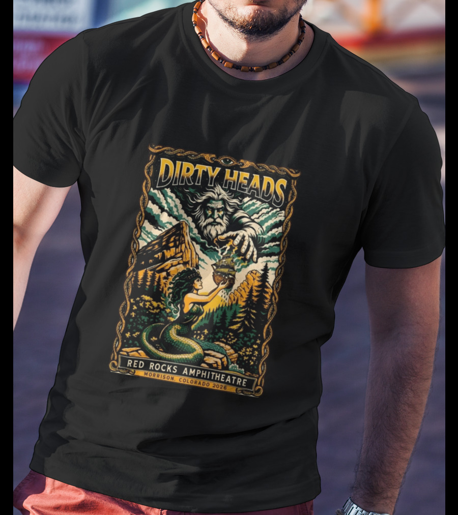 Dirty Heads Red Rocks Amphitheatre Morrison Colorado 2026 Mythical Mermaid And Mountains T-Shirt
