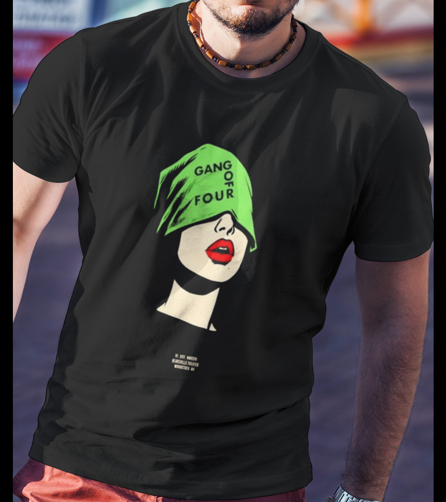 Gang Of Four June 25 2026 Woodstock NY With Green Hat And Red Lips T-Shirt