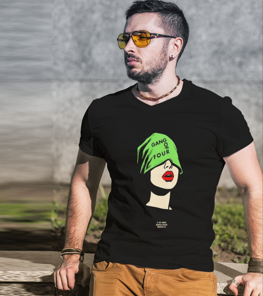 Gang Of Four June 25 2026 Woodstock NY With Green Hat And Red Lips T-Shirt