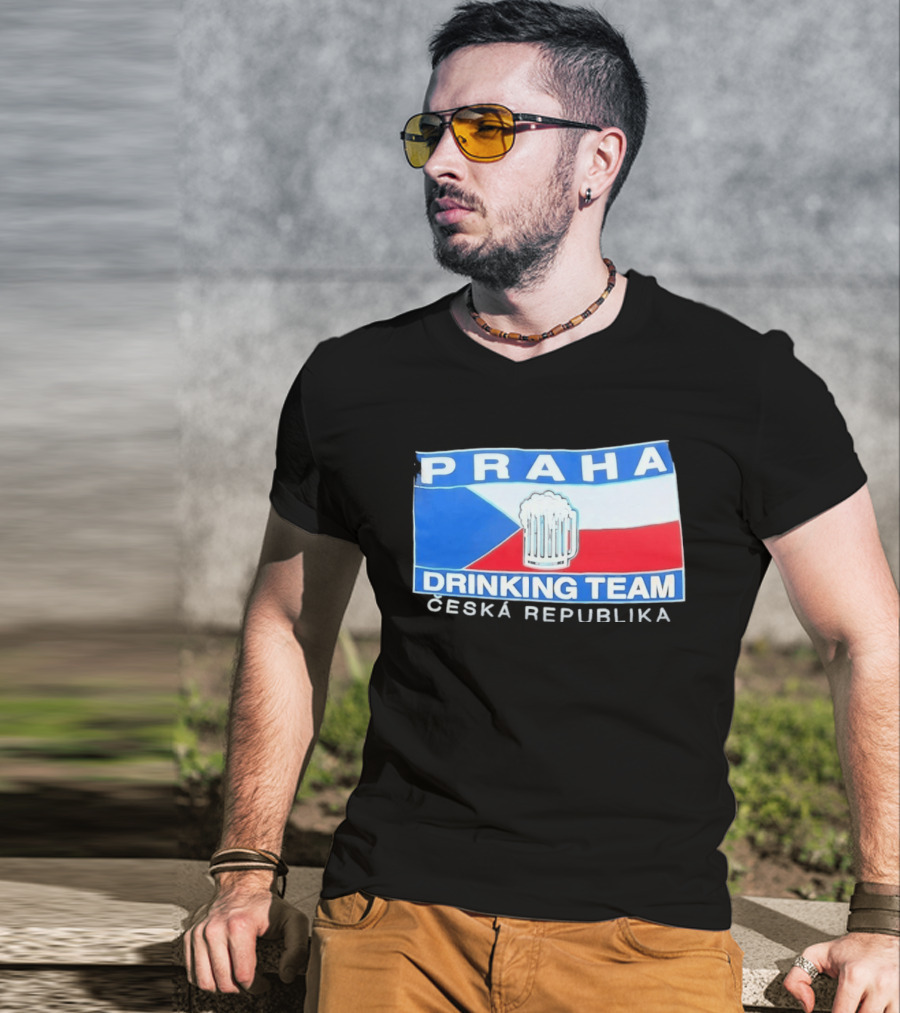 PRAHA Drinking Team Ceska Republika Flag Beer T-Shirt