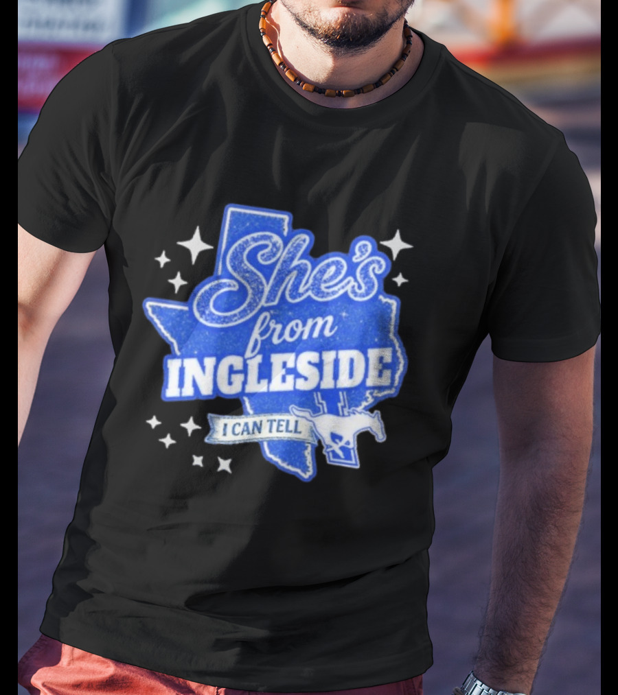 She's From Ingleside I Can Tell Texas Map Mustang T-Shirt