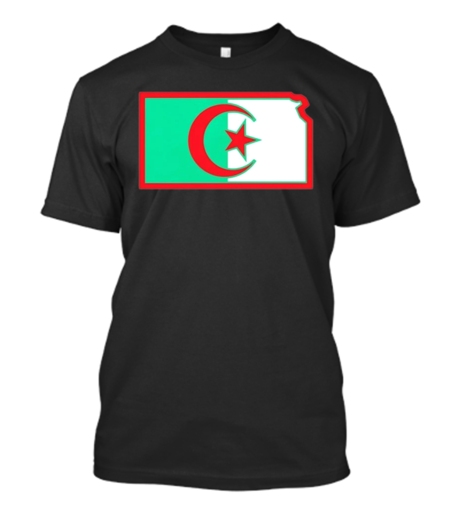 Lawrence Kansas Algeria Flag Map T-Shirt
