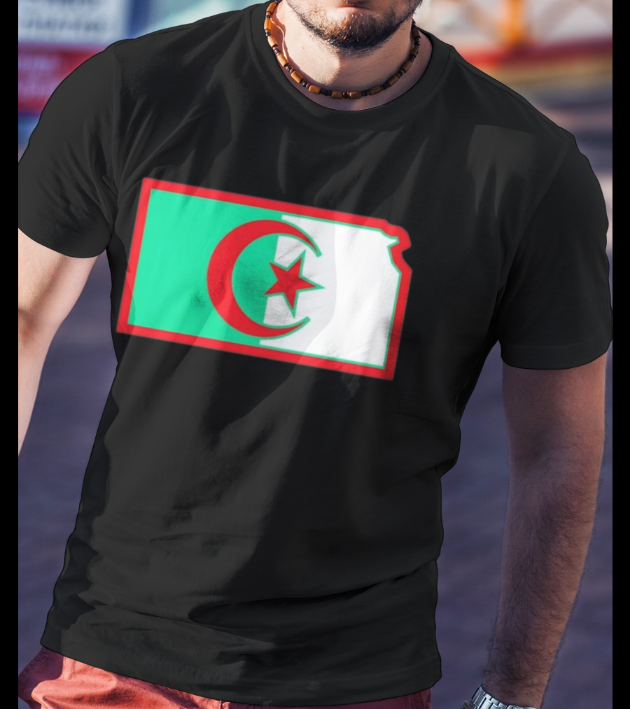 Lawrence Kansas Algeria Flag Map T-Shirt