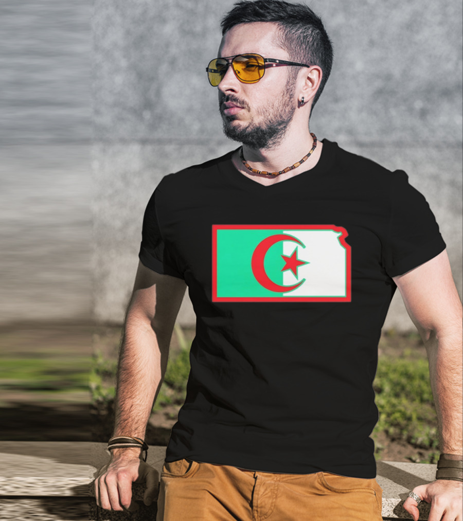 Lawrence Kansas Algeria Flag Map T-Shirt