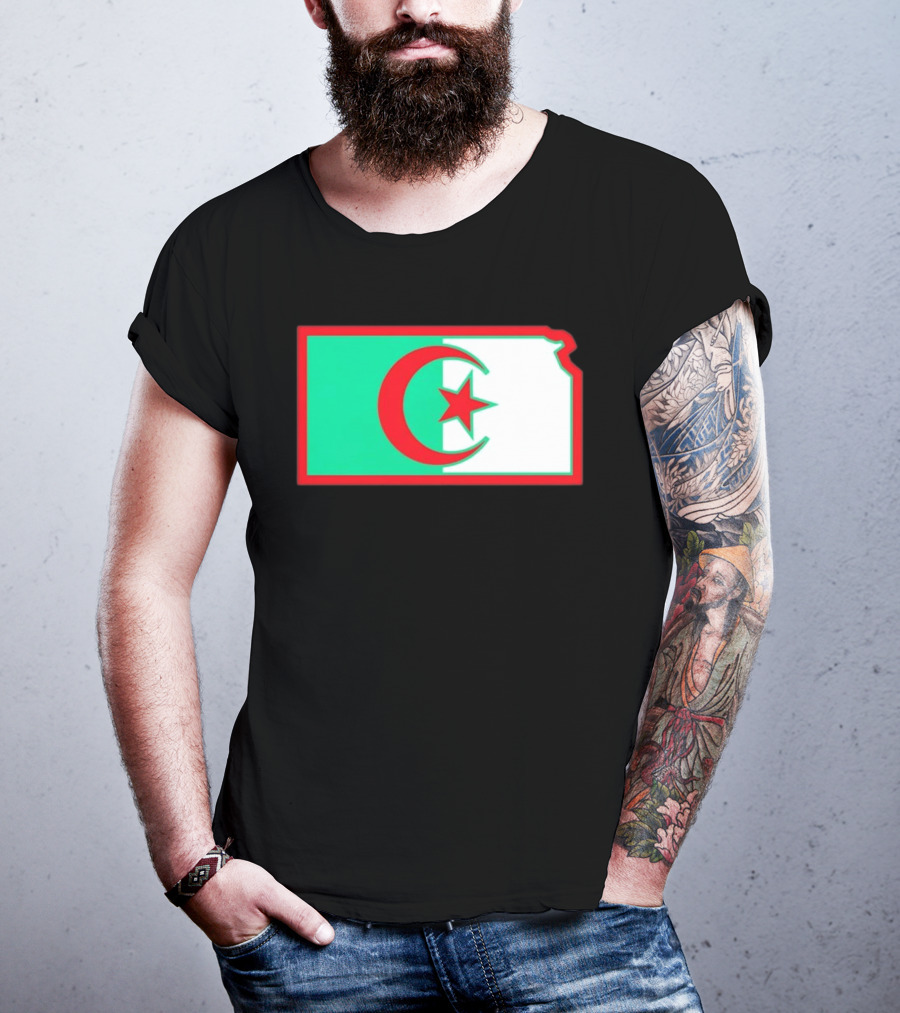 Lawrence Kansas Algeria Flag Map T-Shirt
