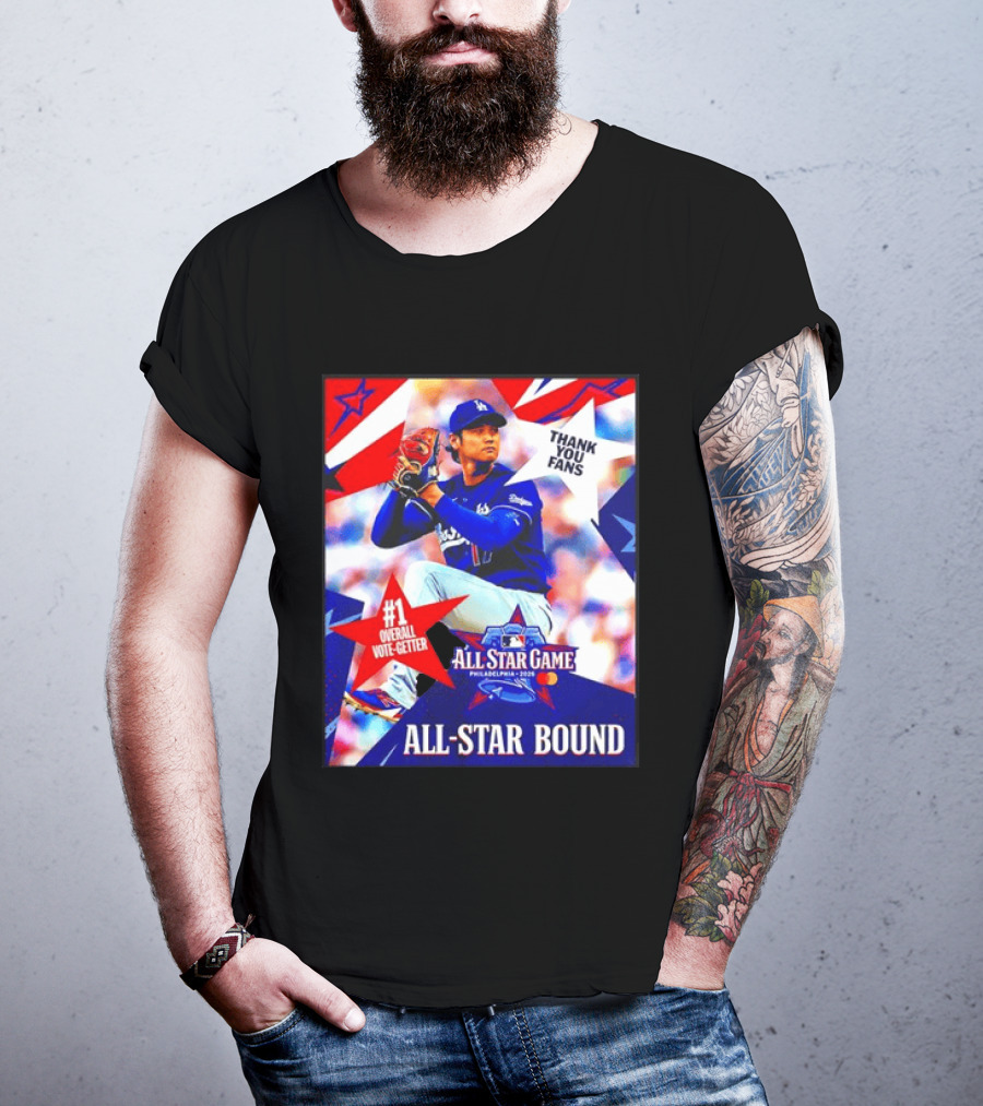 All Star Game Philadelphia 2026 Shohei Ohtani Los Angeles Dodgers All Star Bound Thank You Fans #1 Overall Vote Getter T-Shirt