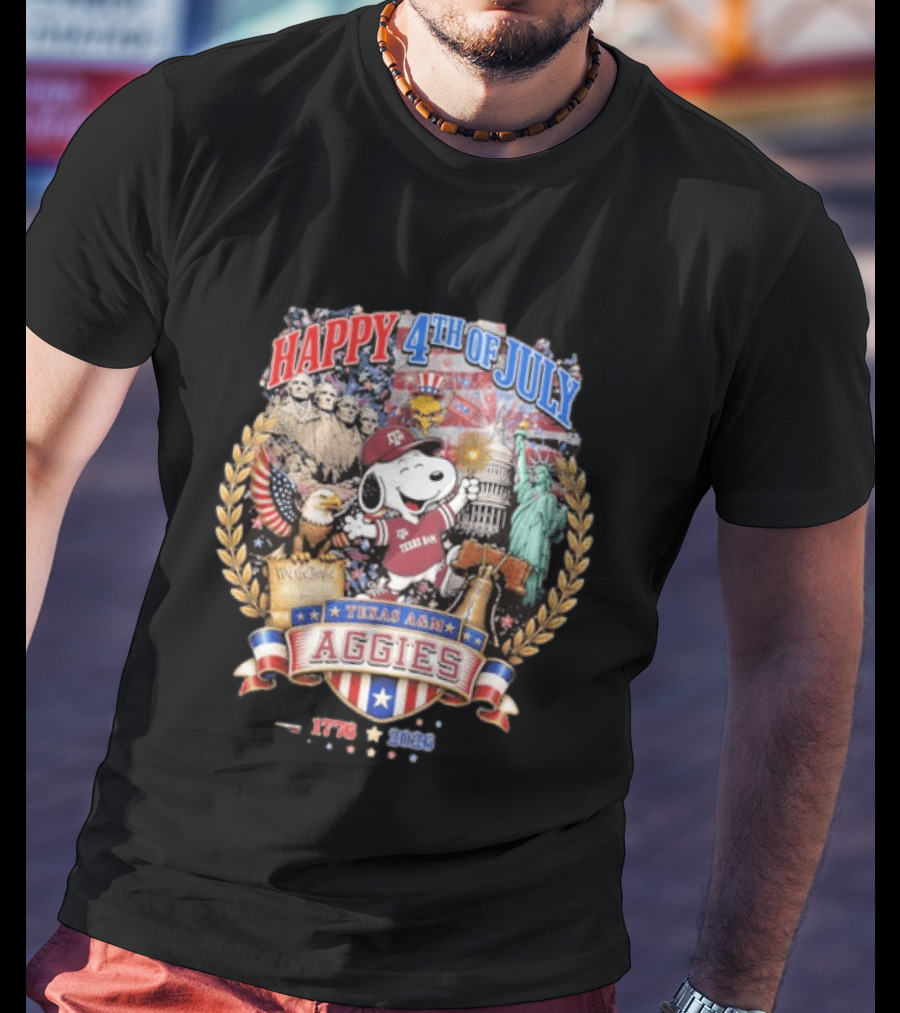 Snoopy Happy 4th Of July Texas A&M Aggies 1776 2026 Celebration T-Shirt