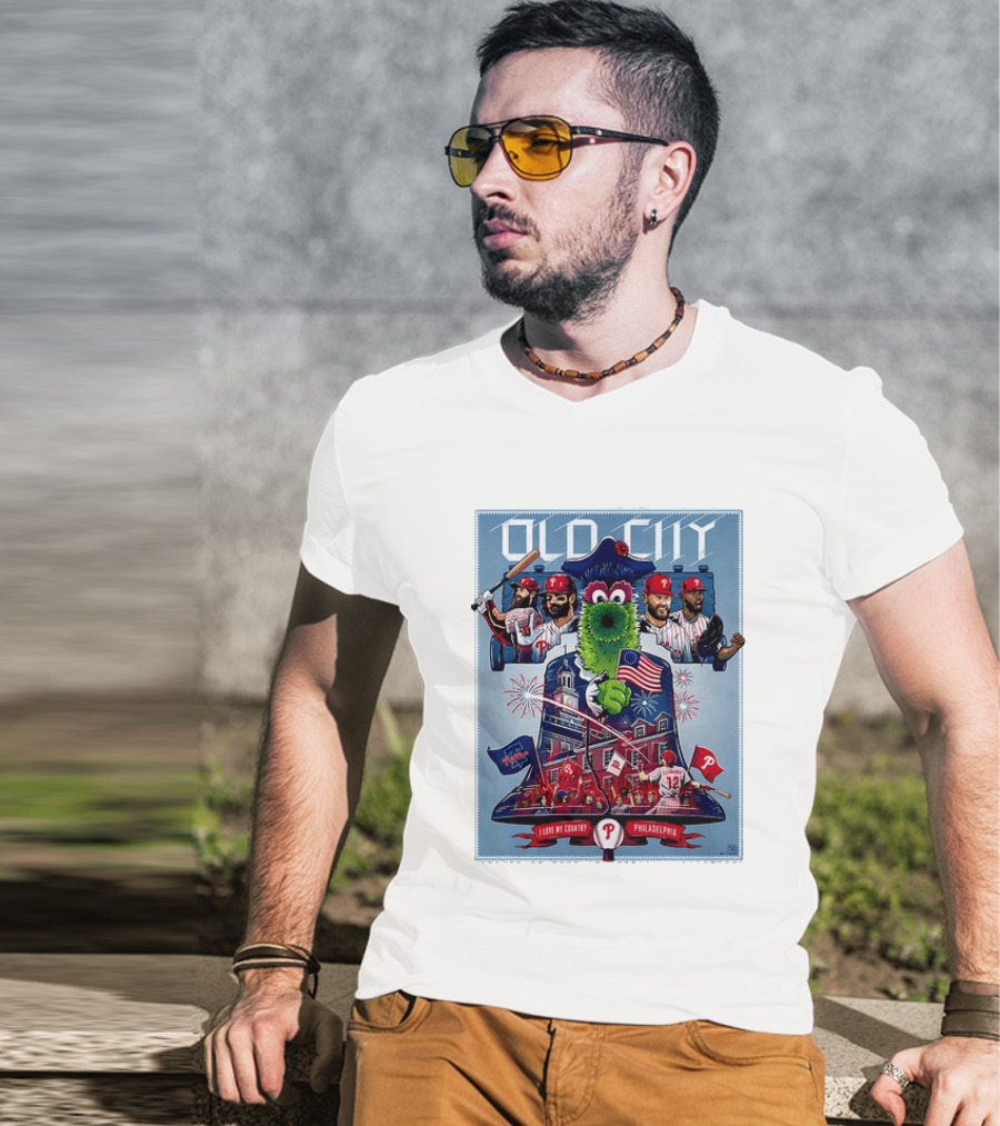 Bryce Harper Kyle Schwarber Philadelphia Phillies The Phanatic I Love My Country Old City MLB All Star Game 2026 T-Shirt