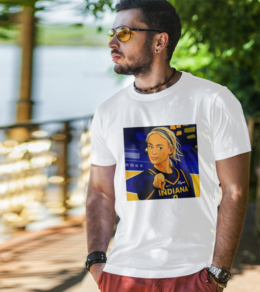 Indiana Basketball Legend Blonde Pointing Cartoon T-Shirt