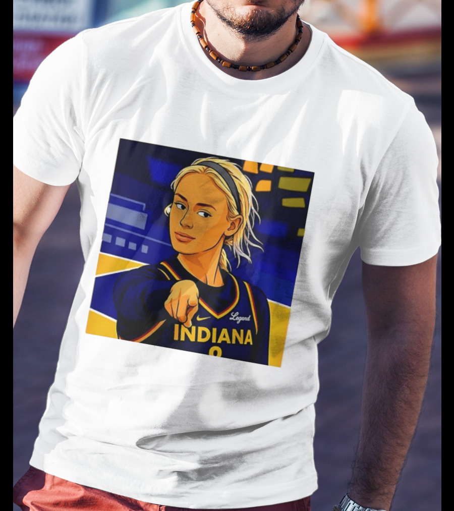 Indiana Basketball Legend Blonde Pointing Cartoon T-Shirt