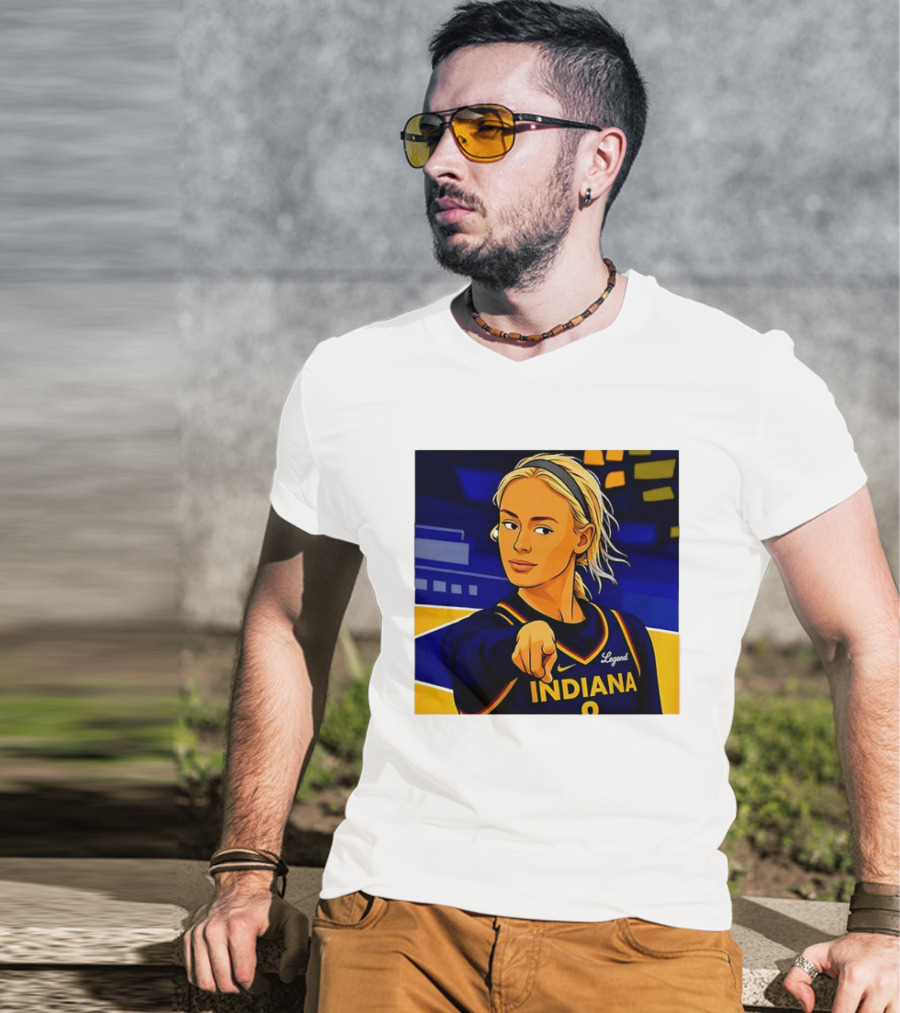 Indiana Basketball Legend Blonde Pointing Cartoon T-Shirt