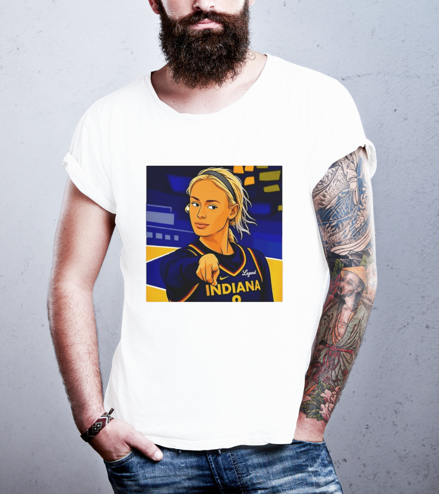 Indiana Basketball Legend Blonde Pointing Cartoon T-Shirt