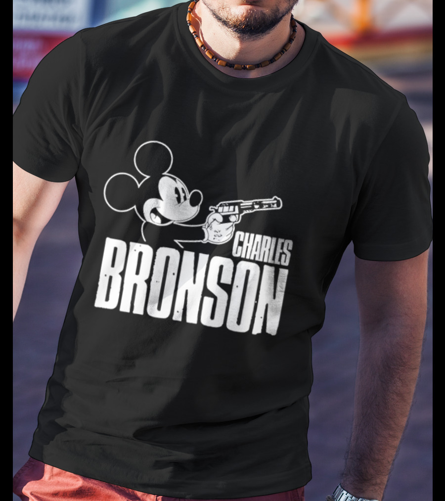 Charles Bronson Mickey Mouse Holding Gun T-Shirt