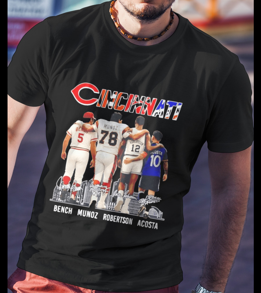 Cincinnati Icons Bench Munoz Robertson Acosta Sports Legends T-Shirt