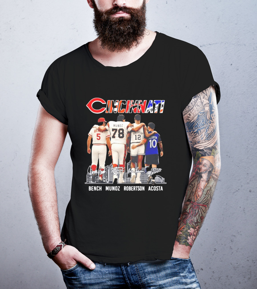 Cincinnati Icons Bench Munoz Robertson Acosta Sports Legends T-Shirt