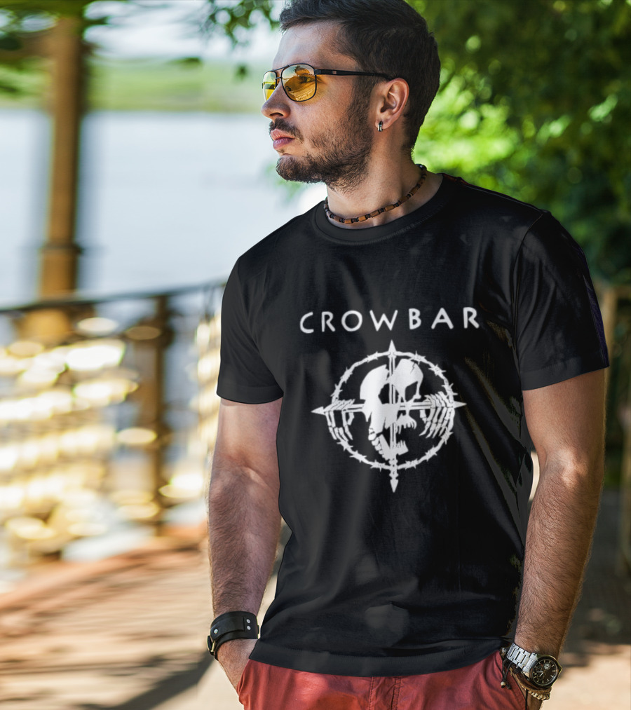 Crowbar Barbed Wire Skull Cross T-Shirt