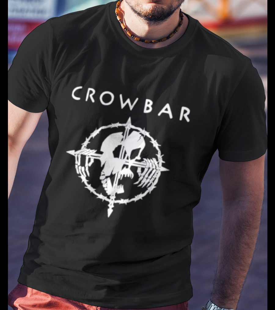 Crowbar Barbed Wire Skull Cross T-Shirt