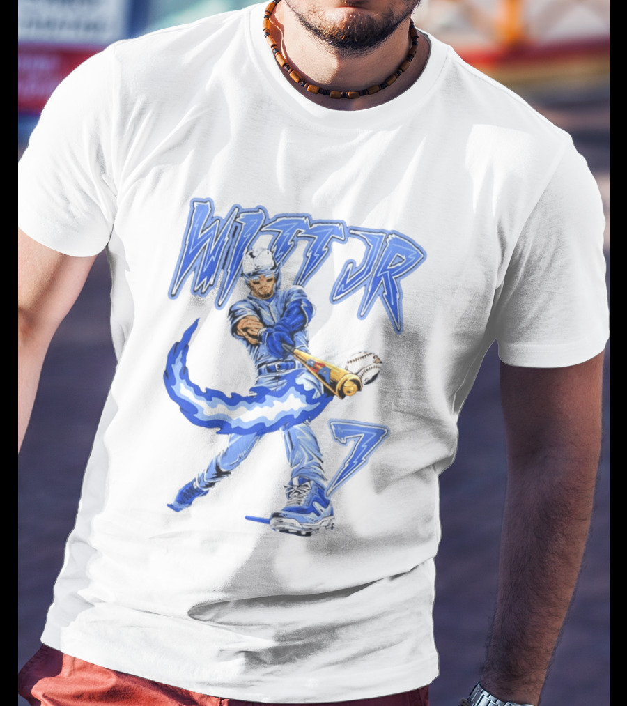 Witt Jr 7 Flaming Bat Baseball Player T-Shirt
