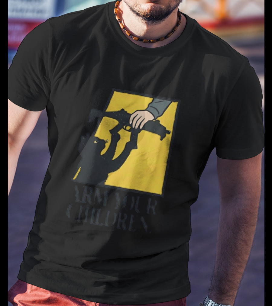 Arm Your Children Black Cat Gun T-Shirt